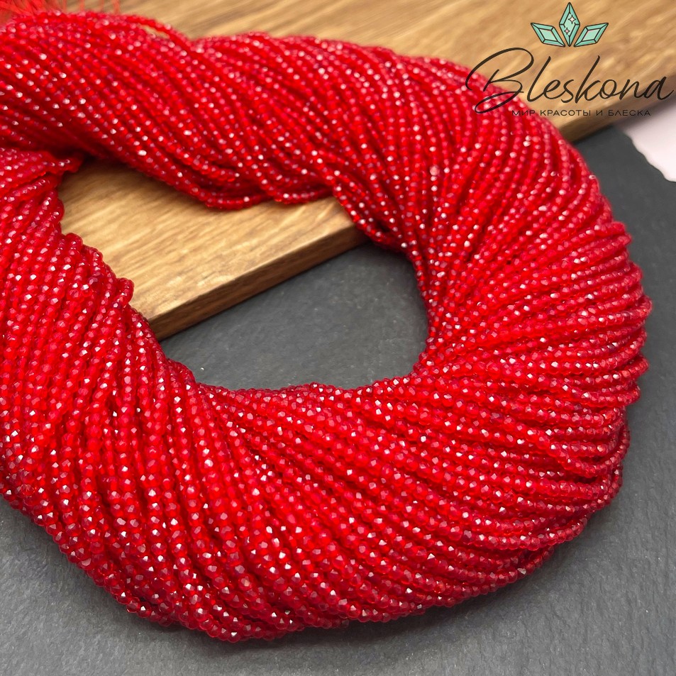 2 мм Бусины стекло красное алмазная огранка