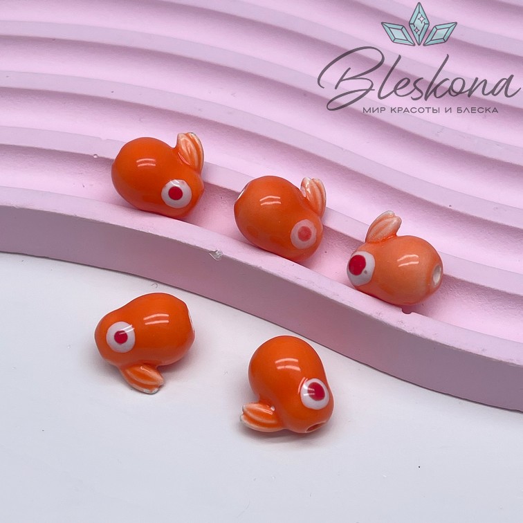 13 мм Керамика бусина кролик оранжевый