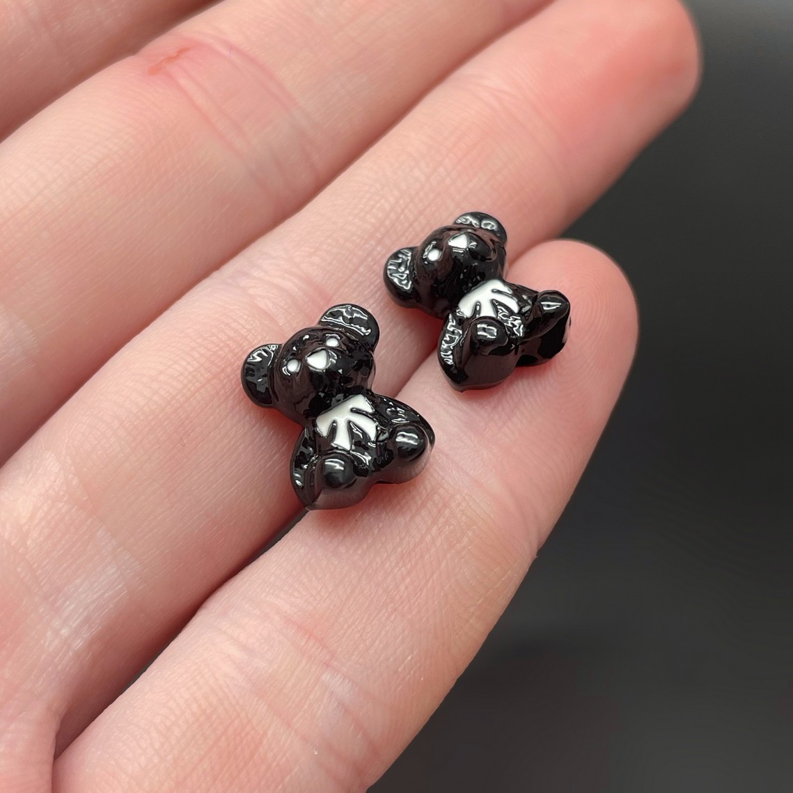 10*12,5 мм, Бусина Мишка черная эмаль уп.5 шт