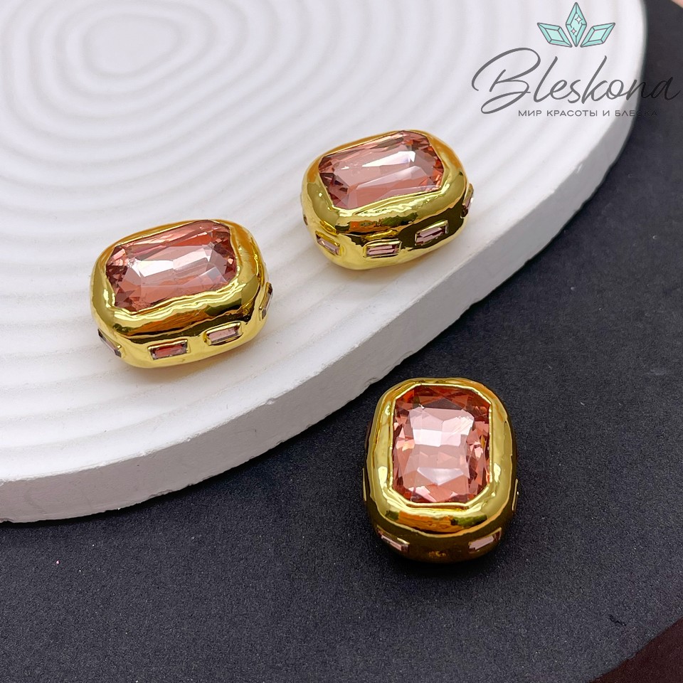 24*18 мм, Бусина Ювелирное стекло персиковое