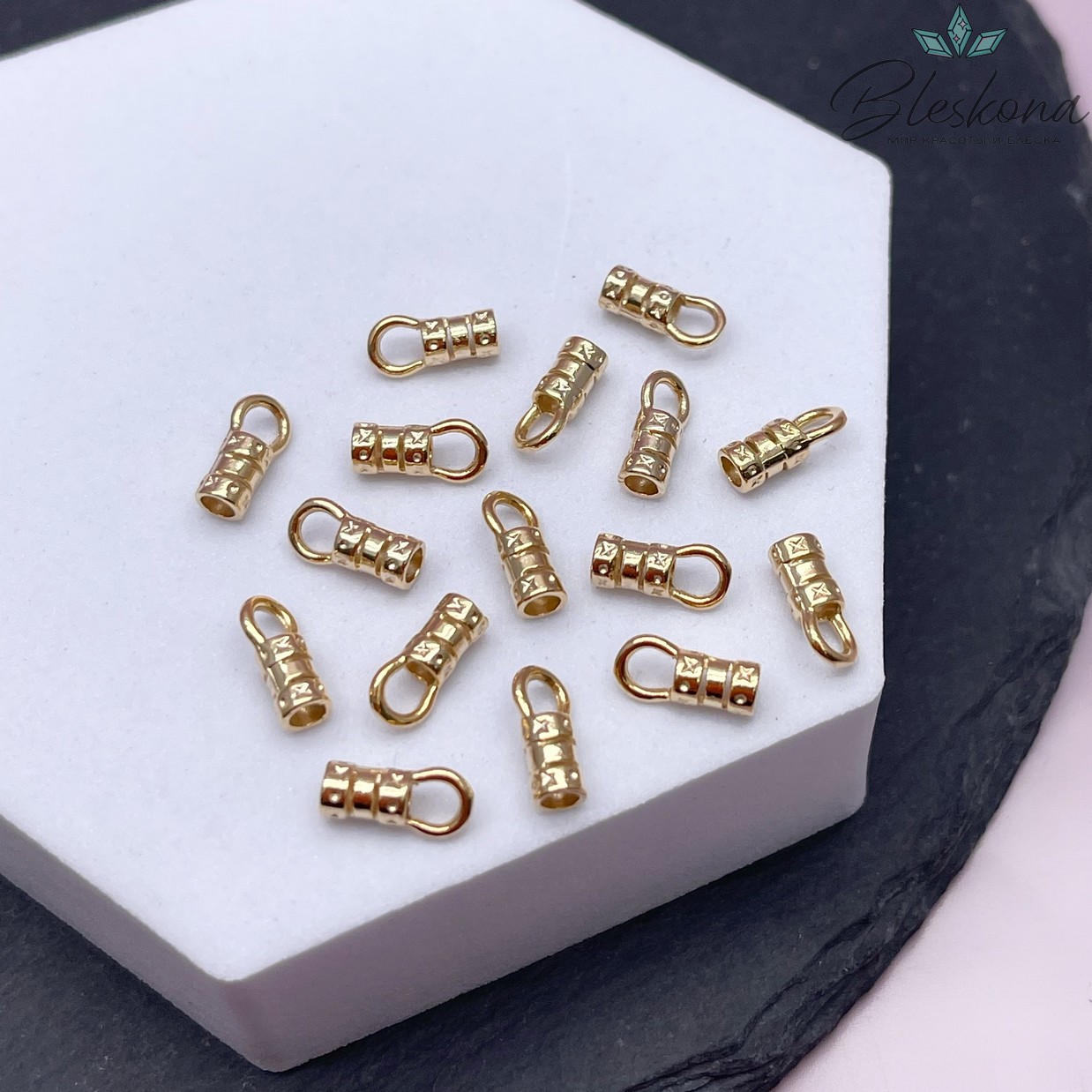 9,5*3,5 мм Цвет золото, Концевик для шнура 