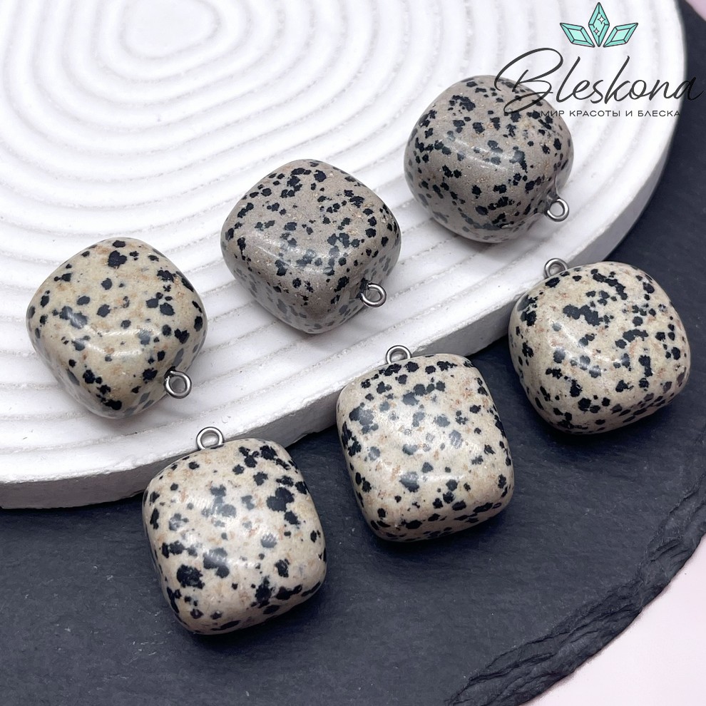 (22-26)*(18-21) мм Цвет серебро,  Подвеска фриформ Яшма далматиновая