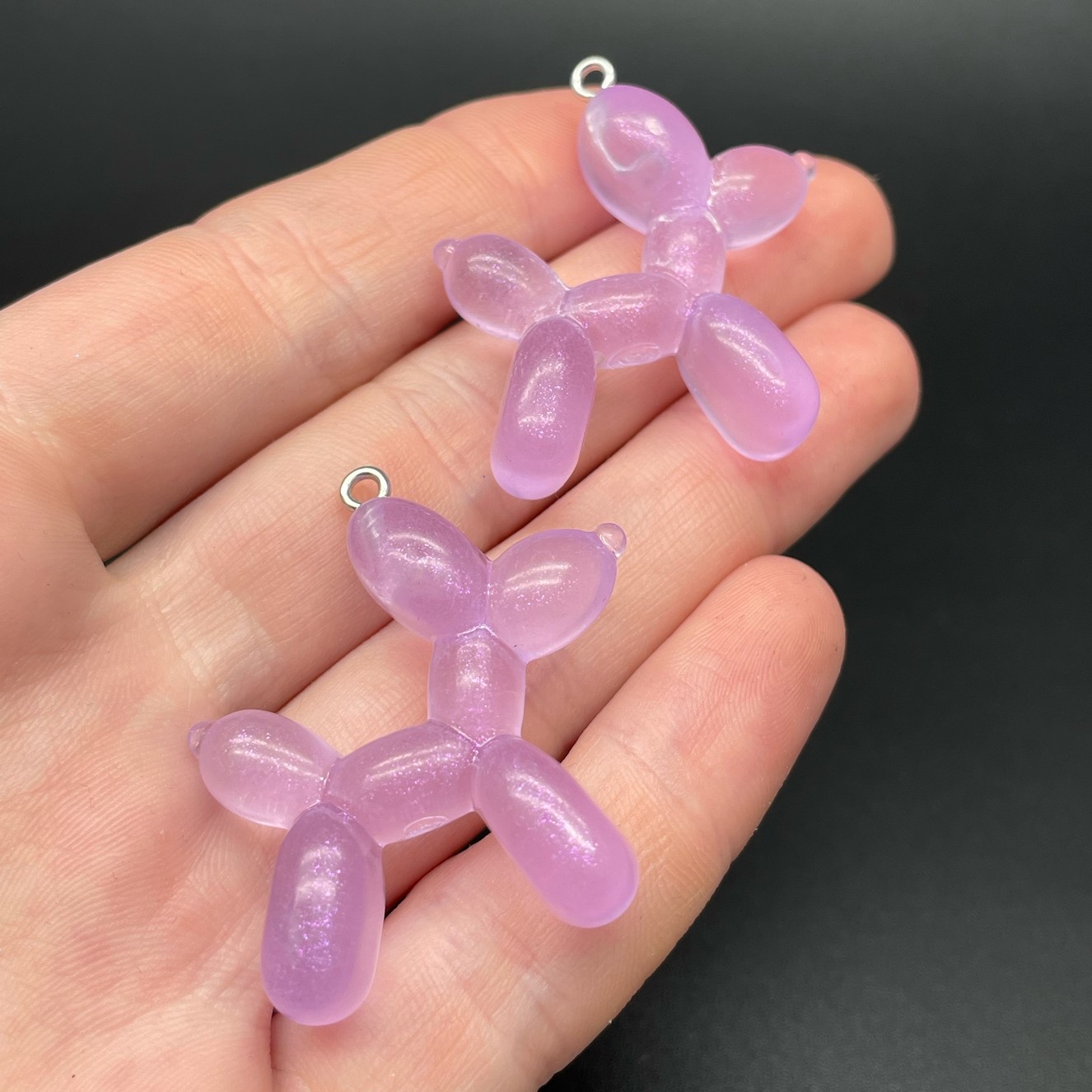 31*36 мм, Цвет серебро, Подвеска Собачка Пудель фиолетовый