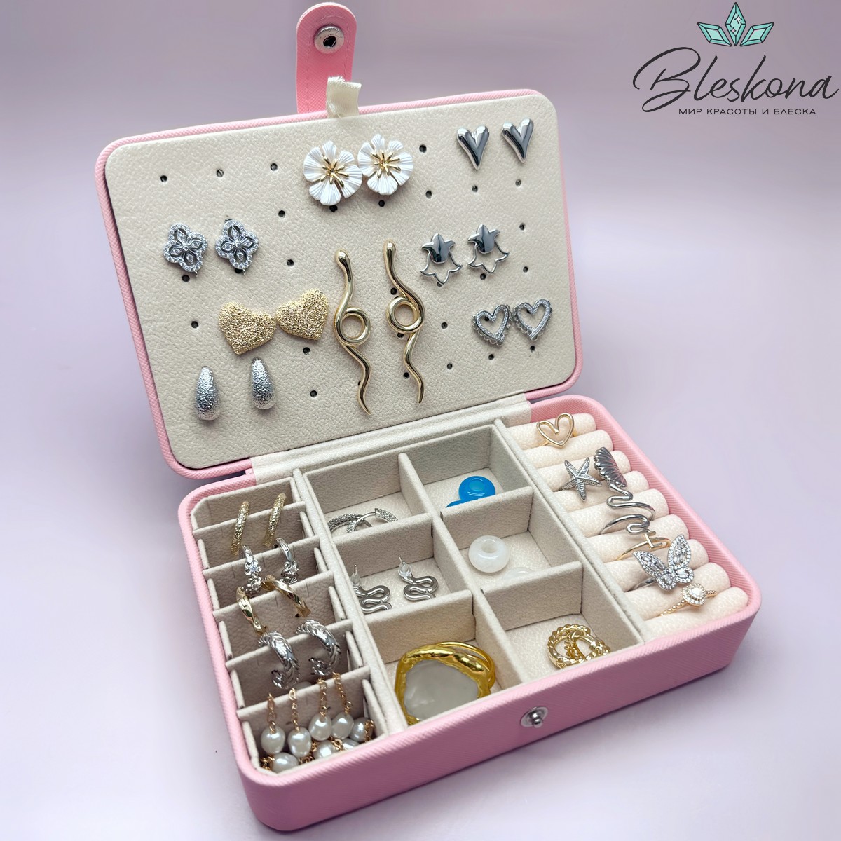 Шкатулка для украшений розовый 11*15,5 см