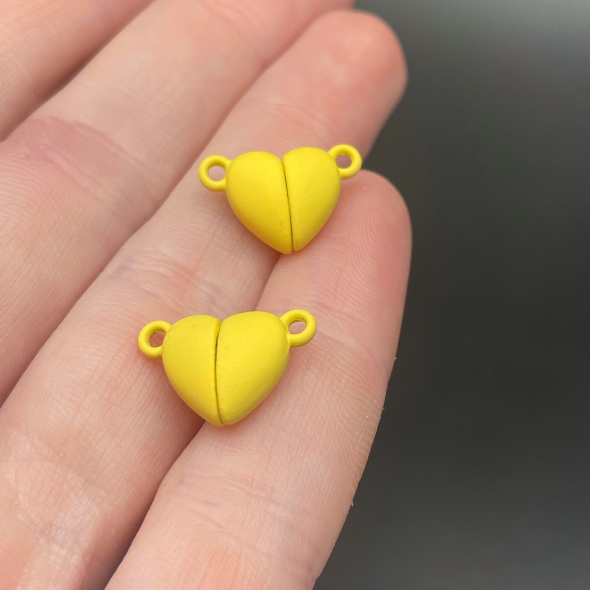 10*15,5мм , Замок магнитный сердце желтая эмаль  матовая
