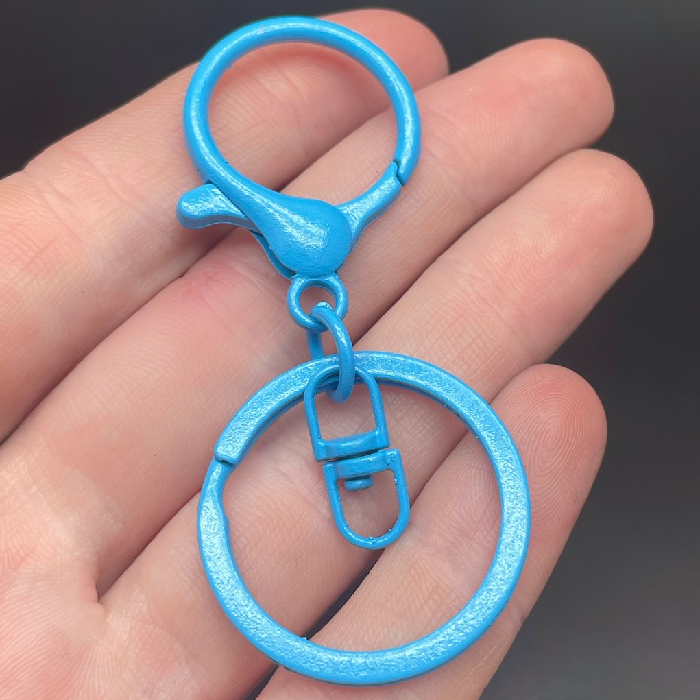 30 мм, Основа для брелока синяя эмаль круглый замок
