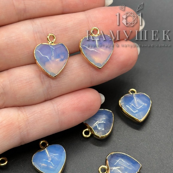 15*15 мм Подвеска Сердце Лунный камень имитация огранка золото