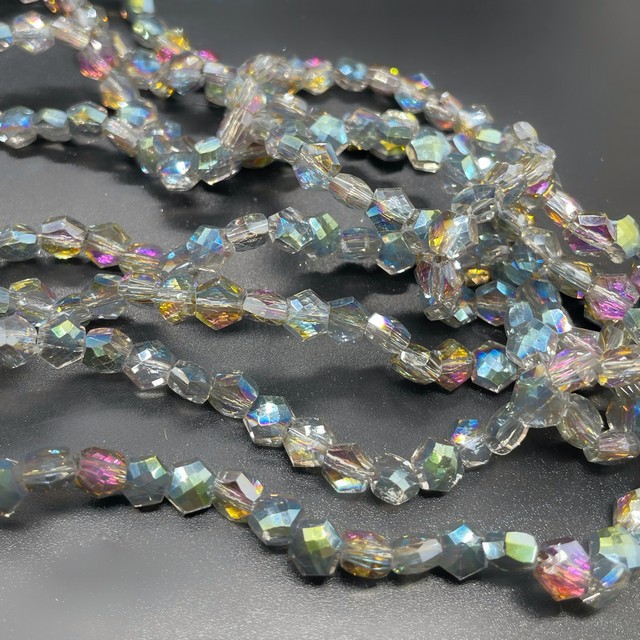 5*6 мм Стекло Lux, шестиугольник, цвет серый с переливом