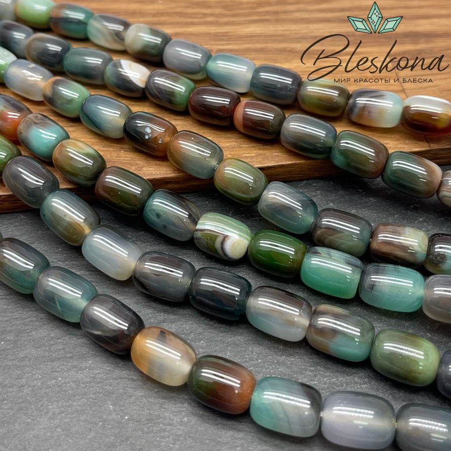 Агат зелено- серый (тонированный) бочата 14*10