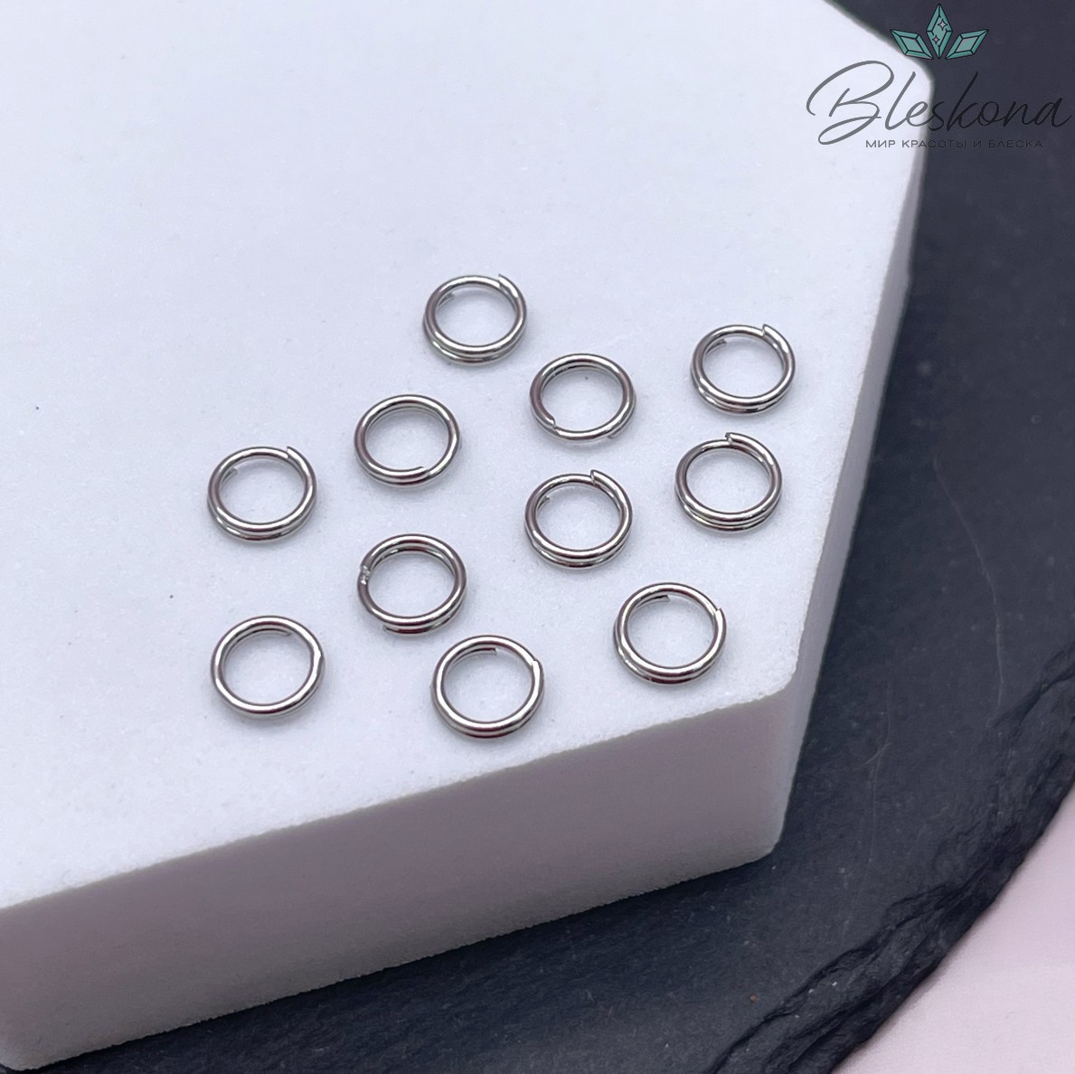 6*1,5 мм Цвет серебро, Колечки двойные уп. 1 гр