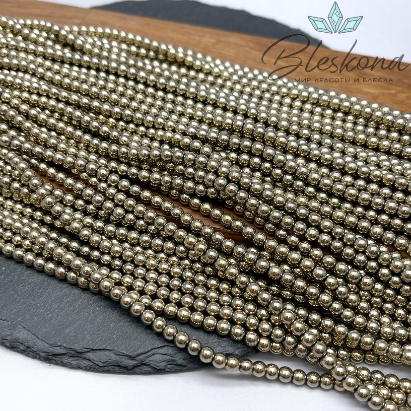 4 мм Гематин имитация, цвет темное золото 