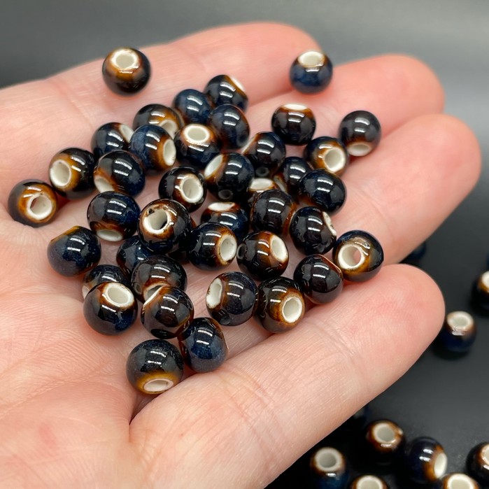 6,5 мм Бусина шар, керамика  цвет темно-коричневый