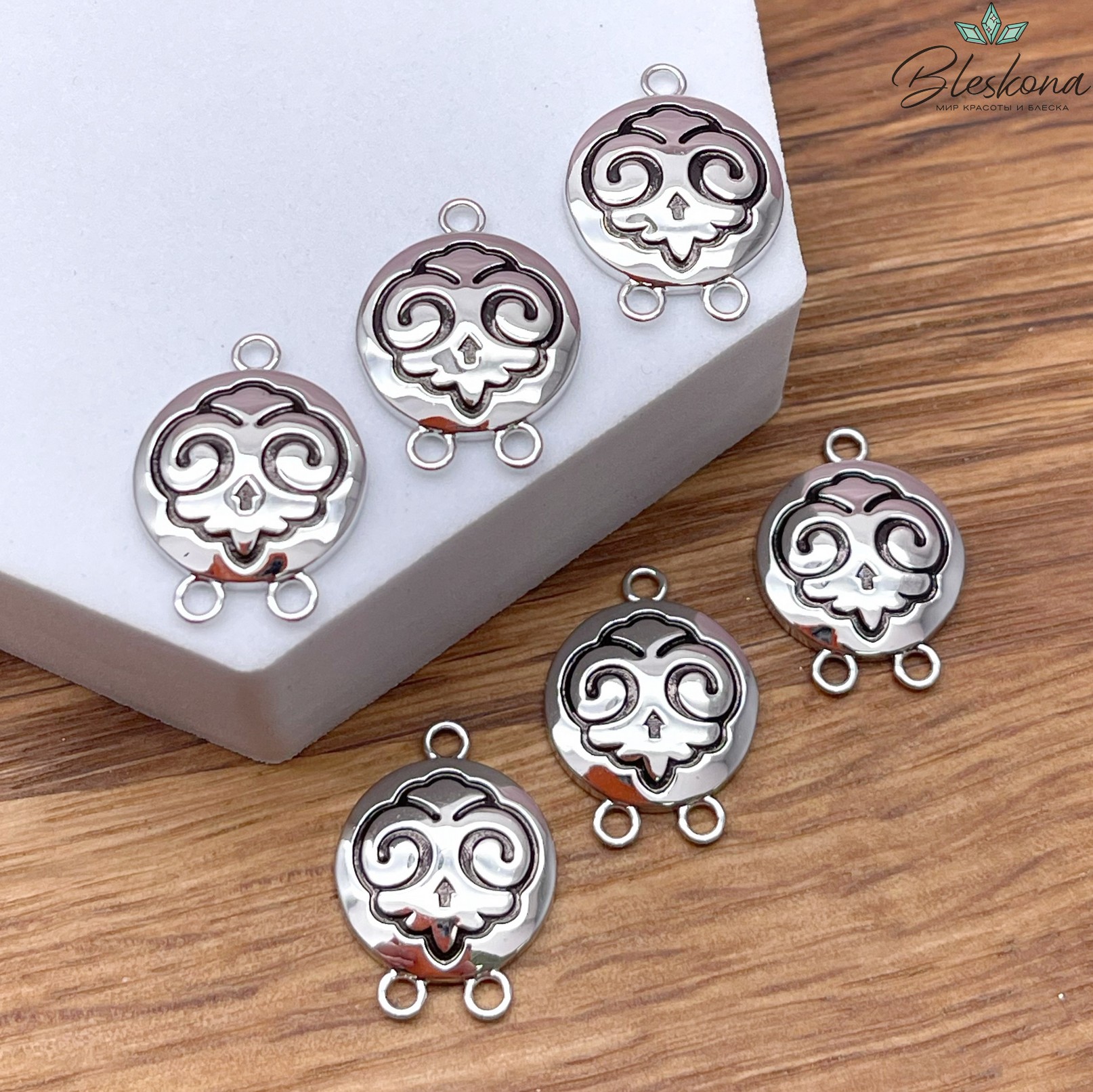 20,5*15 мм Цвет серебро, Коннектор Этно круг №20