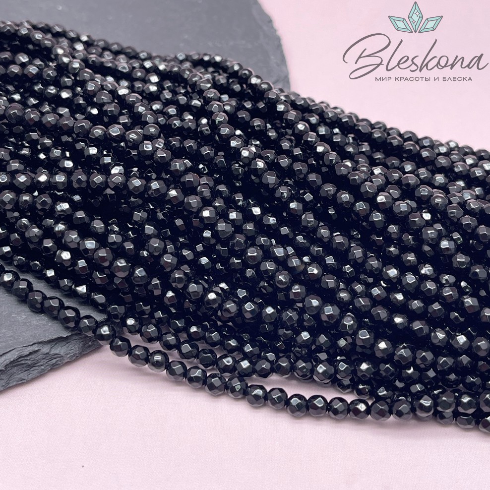 Агат черный огранка 4 мм 