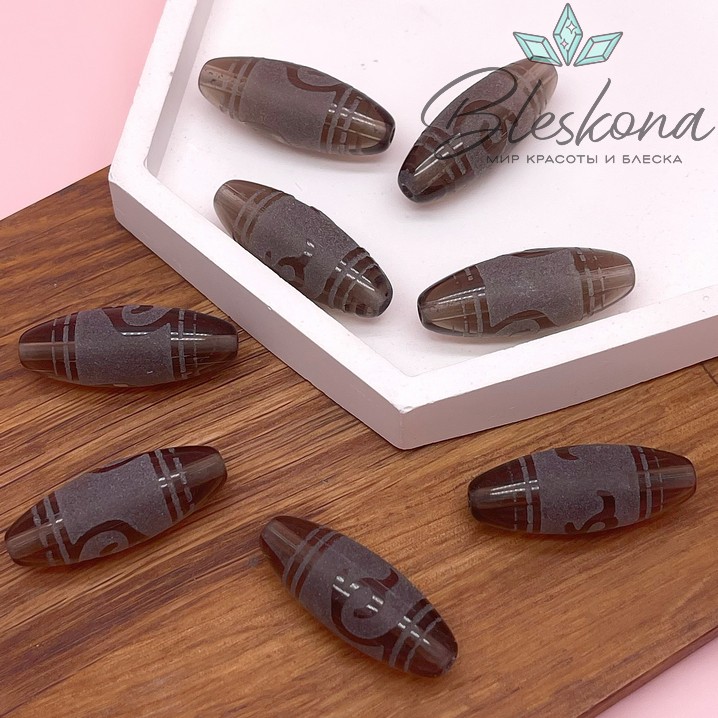 Бусина Дзи Зеленая тара 30*11 мм