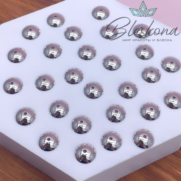 8 мм Цвет серебро, Шапочка гладкая №0002