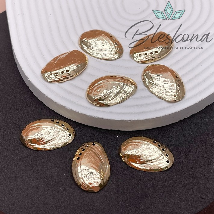 29*19,5 мм Цвет золото, Подвеска Ракушка Абалон 
