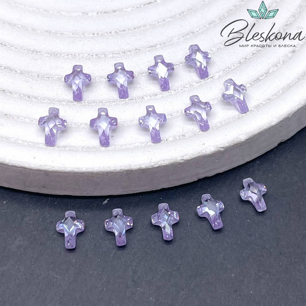 7*5 мм, Подвеска Циркон крест лиловый (кубический цирконий, фианит) 