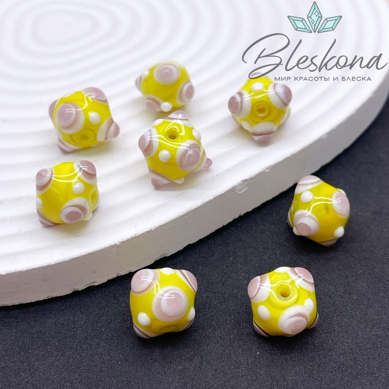 15 мм Бусина шар желтый пупырчатый