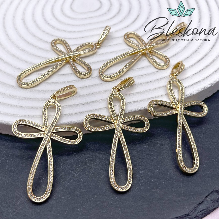 47*30,5 мм Цвет золото, Подвеска Крест бесконечность с цирконами