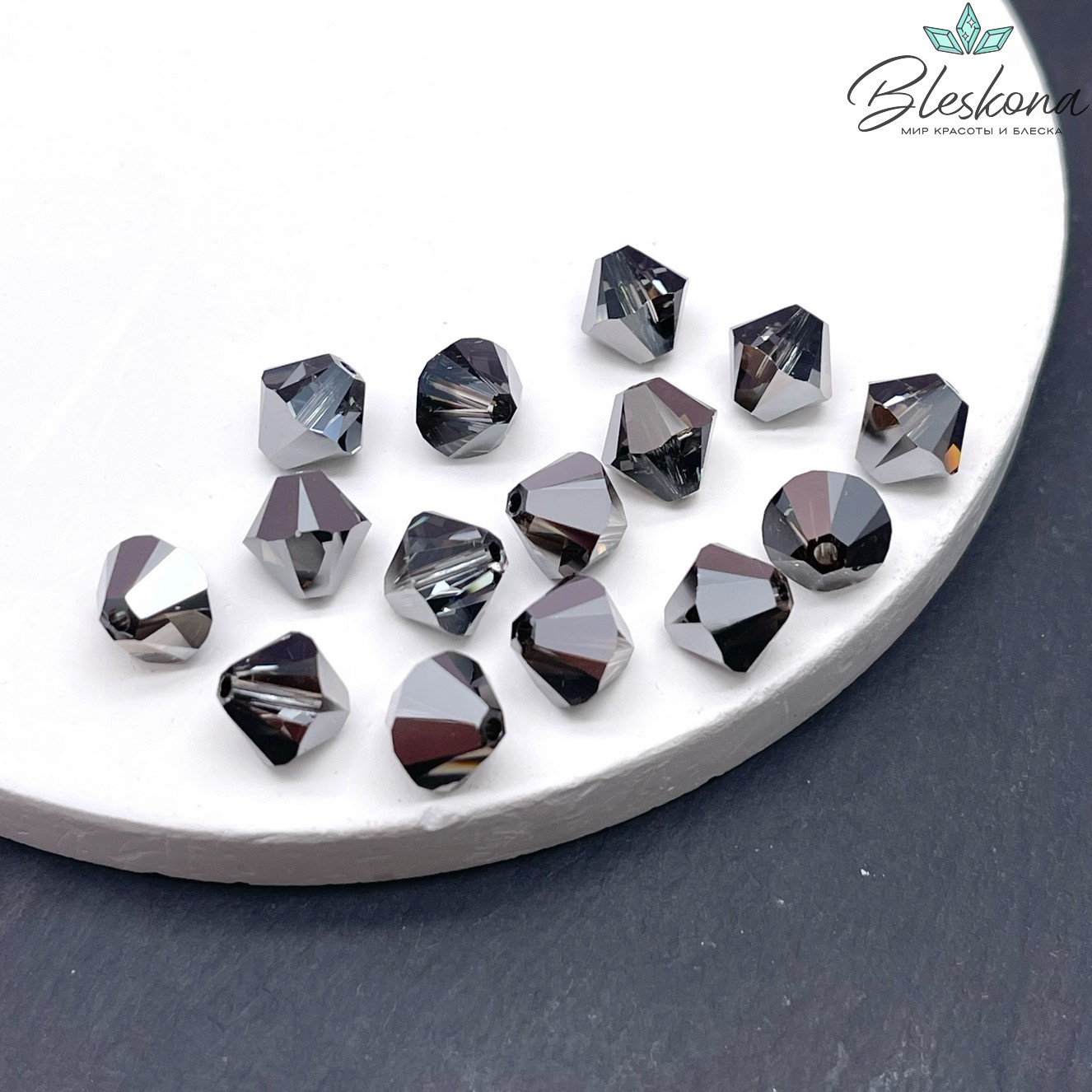 5328 Xilion Bicone 8 mm Crystal Silver Night уп. 5шт