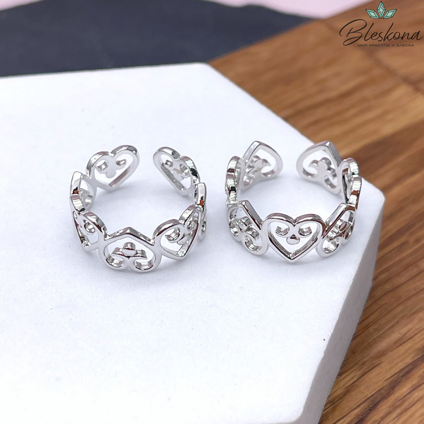 19 мм Цвет серебро, Кольцо безразмерное Этно №2