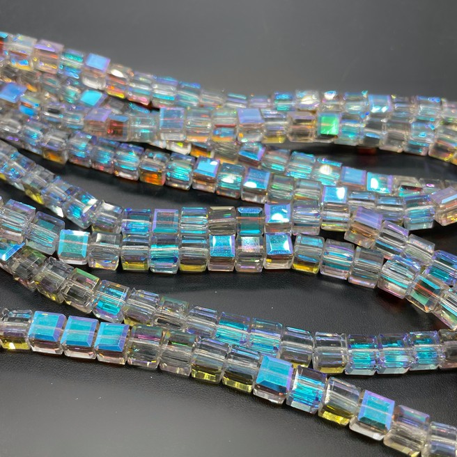 6 мм Стекло Lux, куб огранка, цвет персиковый с переливом