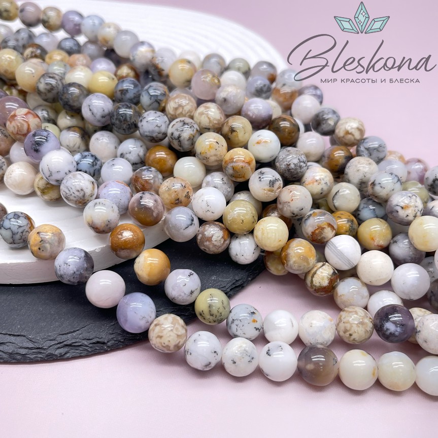 Опал белый дендритовый 10 мм