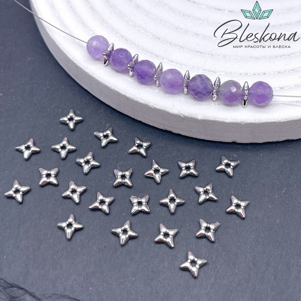 7*6,5 мм Цвет серебро, Бусина-разделитель 