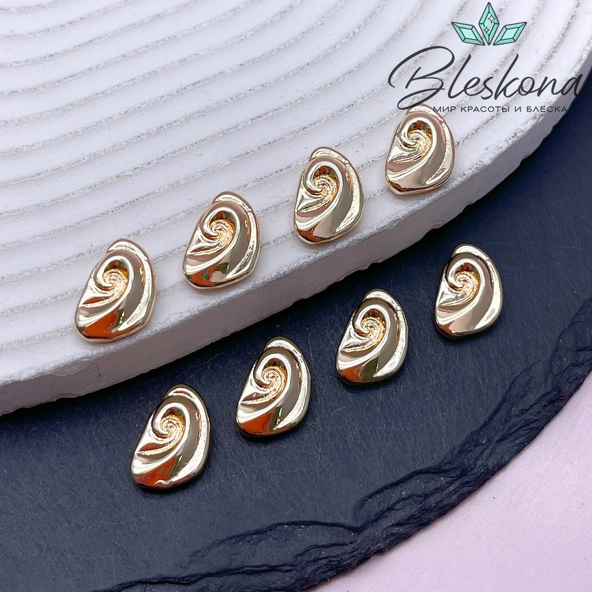 14*9 мм Цвет золото, Подвеска-бусина ракушка 