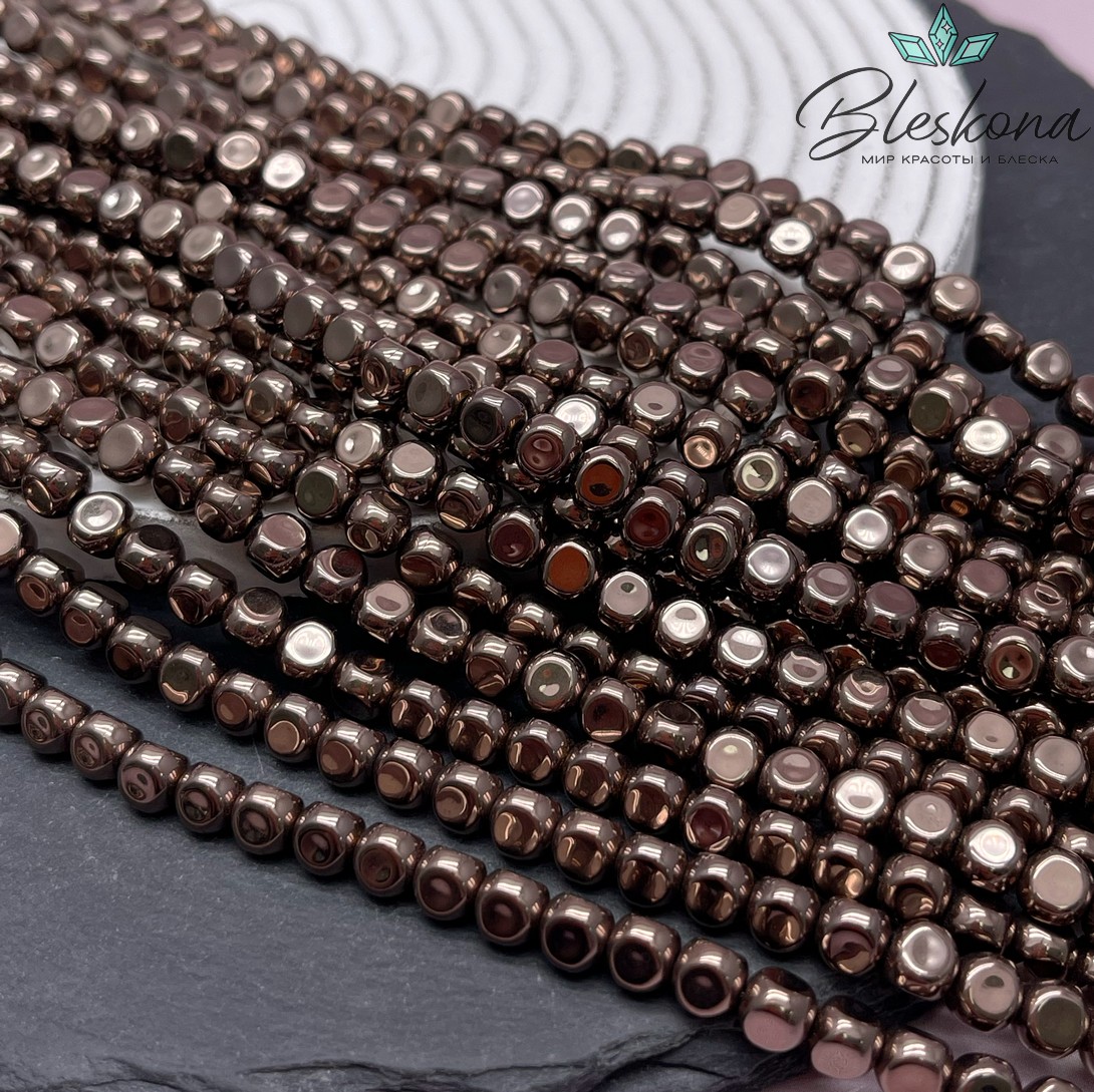 6*5 мм Гематин имитация, цвет коричневый №1 (шоколадный), треугольник фриформ