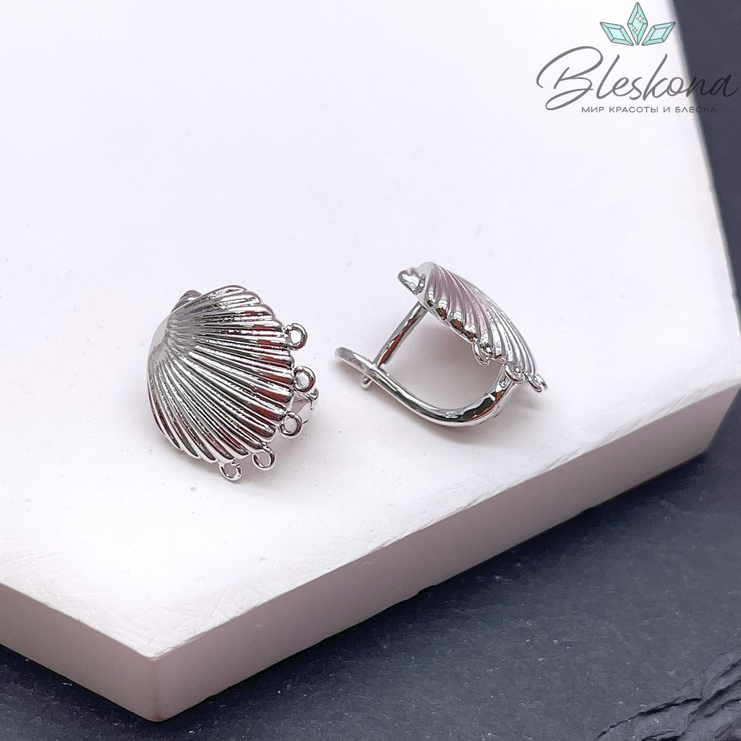 15,3*14,2 мм Цвет серебро, Швензы ракушка с 5 петельками Люкс