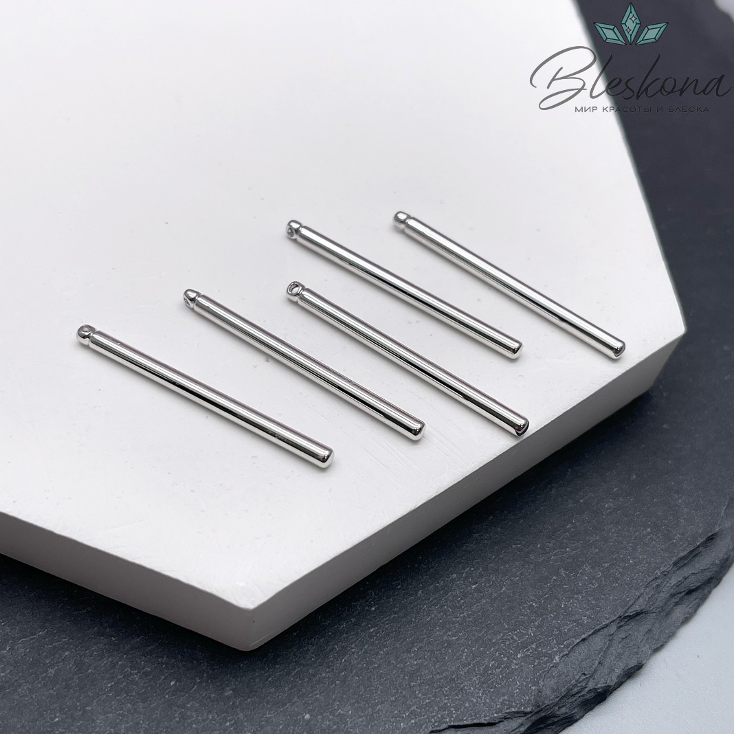 30*2 мм Цвет серебро, Подвеска палочка круглая