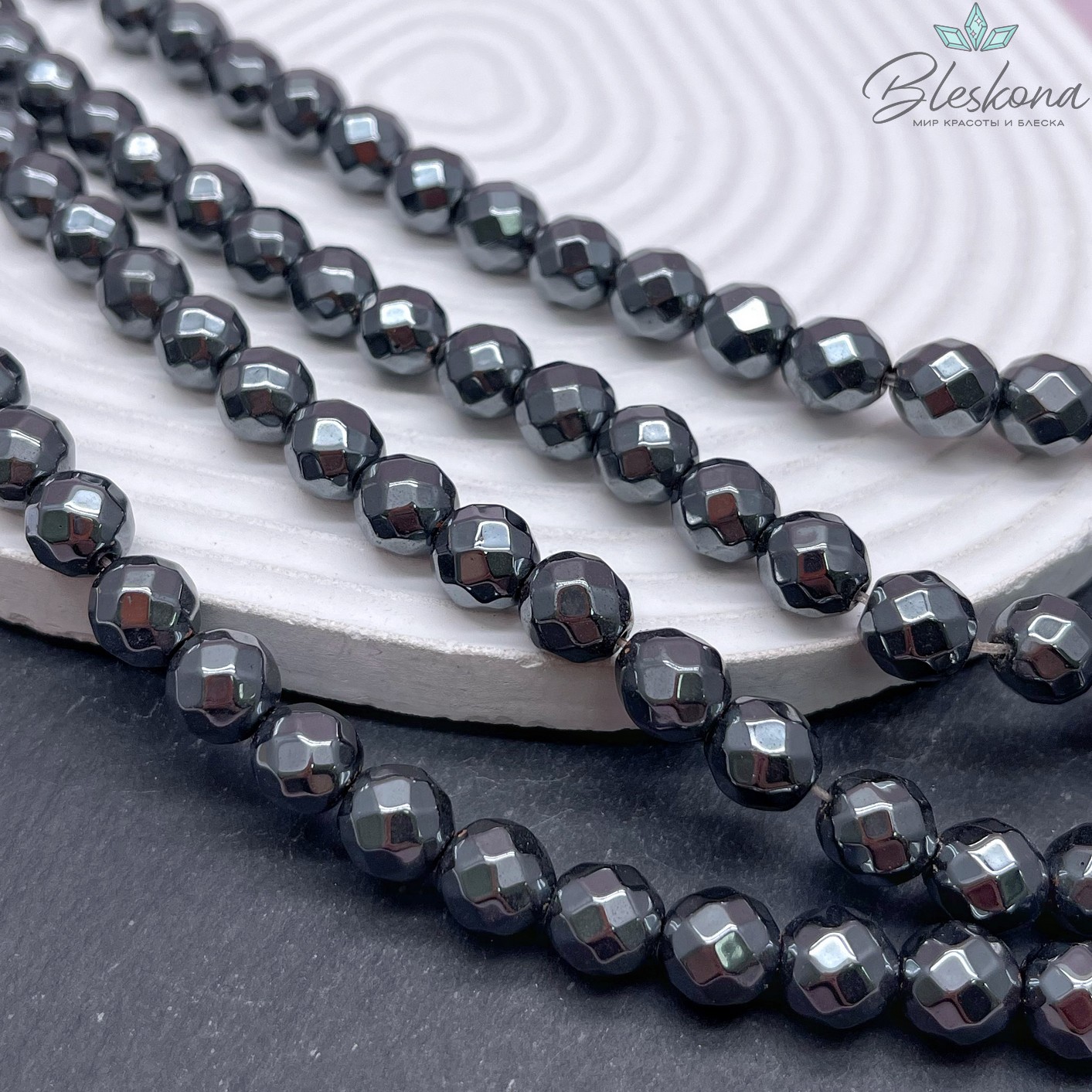 10мм Гематин имитация, алмазная огранка
