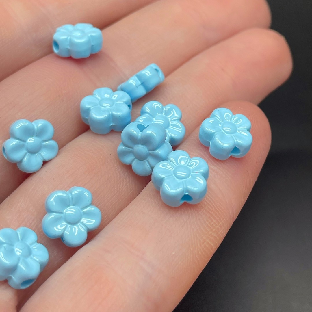 8,5 мм , Бусина цветок голубой уп.10шт 