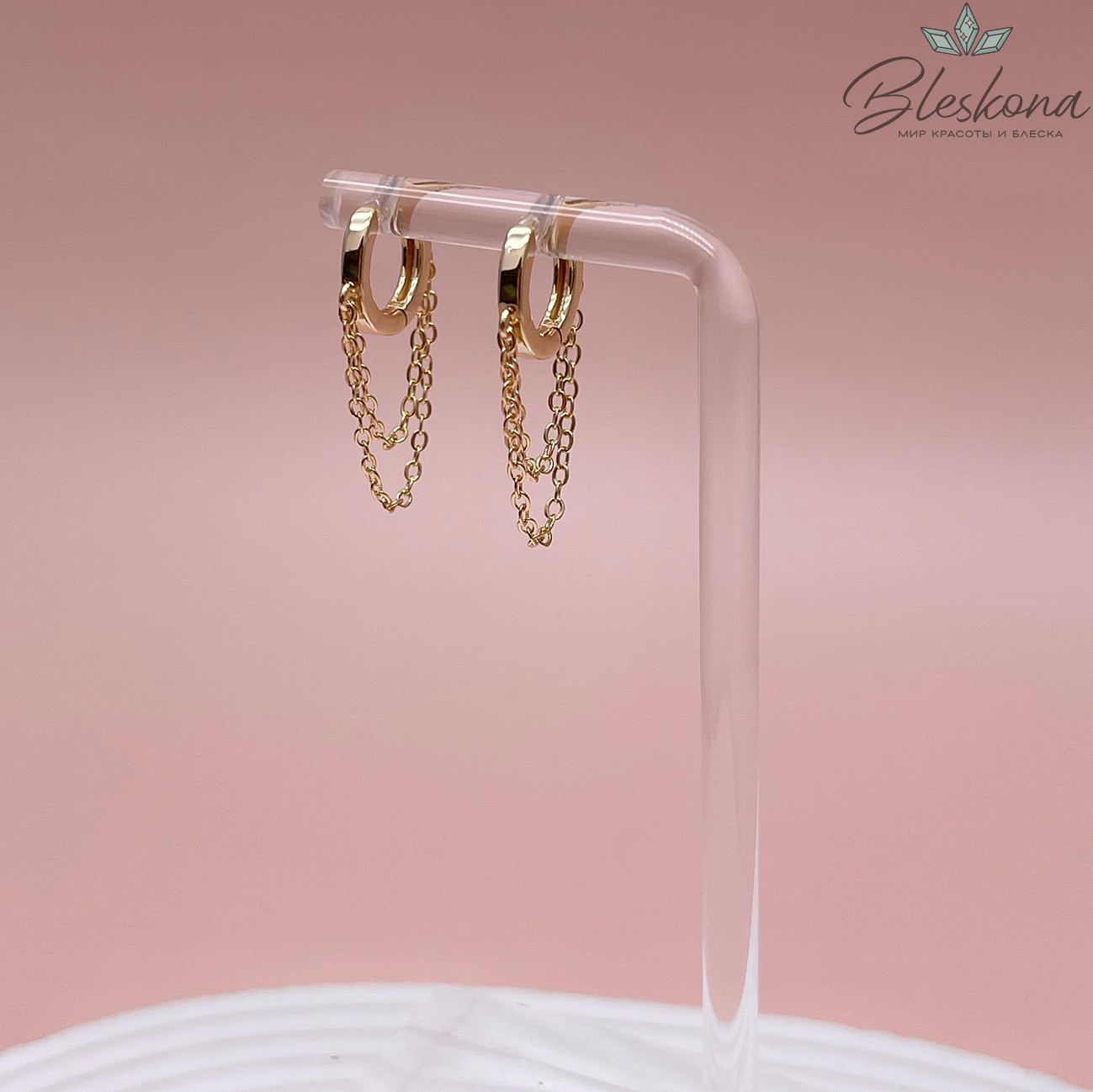 12*15 мм, цвет золото, Швензы бублик Конго с цепочкой Люкс