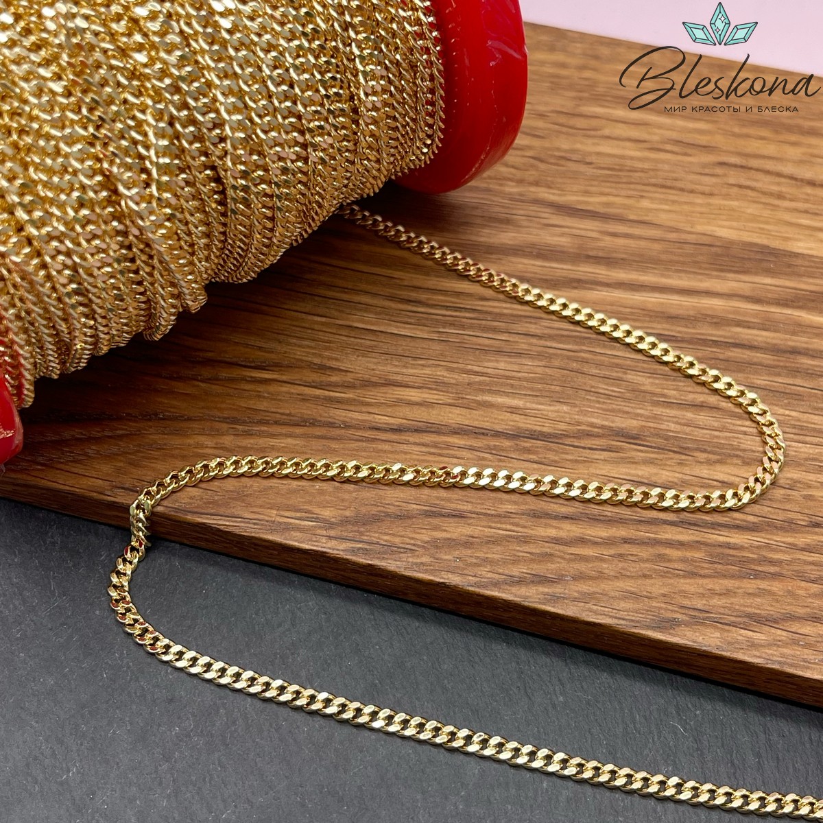Цепь №86-1 цвет золото 3*4 мм
