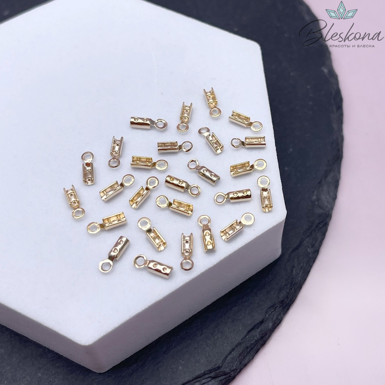 7,5*2,5 мм Цвет золото, Зажим-Концевик для шнура точки