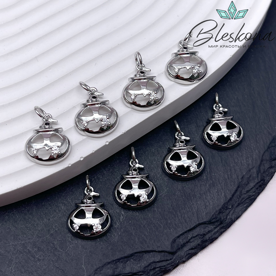 15,2*15,9 мм Цвет серебро, Подвеска Тыква Хэллоуин