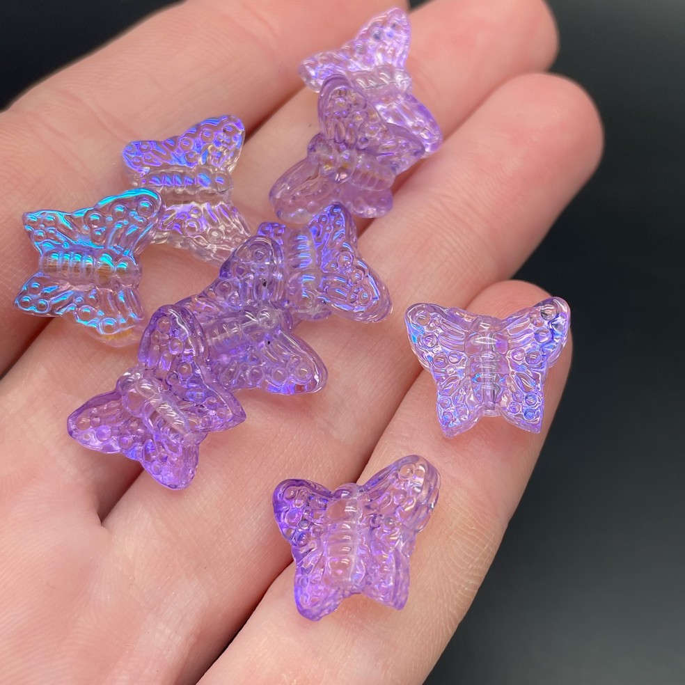 12*15 мм, Бусина Бабочка фиолетовая с синим переливом