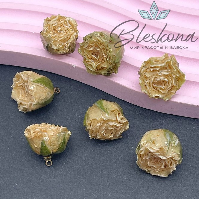 20-26 мм, Цвет золото, Подвеска роза в эпоксидной смоле №5