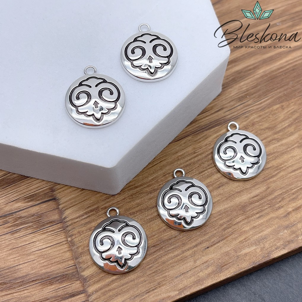 18*15 мм Цвет серебро, Подвеска круг Этно 