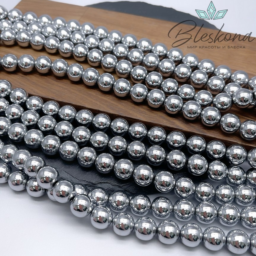 12 мм Гематин имитация, цвет темное серебро 