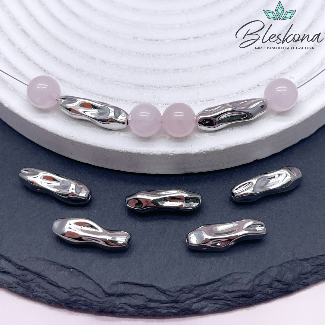 19*6 мм Цвет серебро, Бусина фриформ