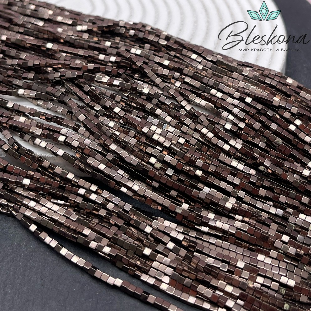 2 мм Гематин имитация, цвет коричневый №1 (шоколадный), куб