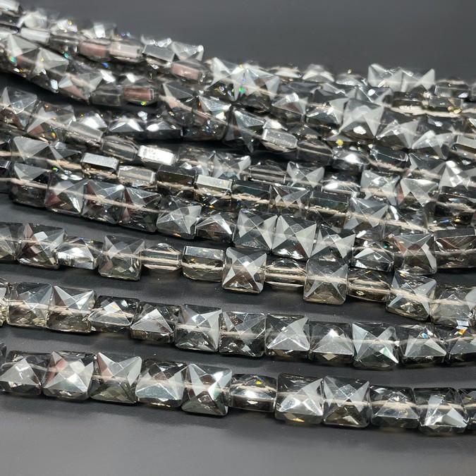 8 мм Стекло Lux,  квадрат огранка, цвет темно- серый