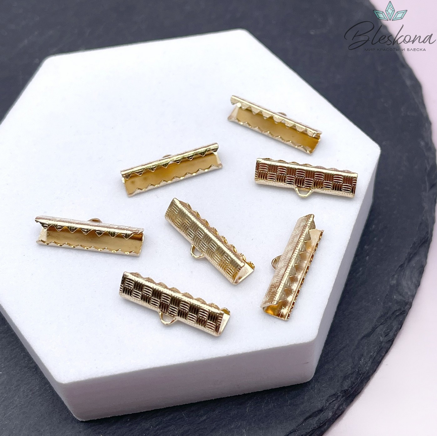 20*7 мм Цвет золото, Зажим-Концевик для шнура 