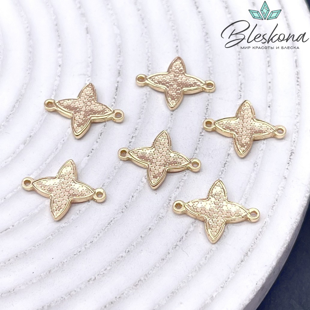 14,5*11 мм Цвет золото, Коннектор Клевер чешуйки 