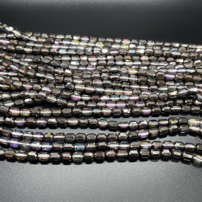 4*5 мм Стекло Lux, цилиндр мини, цвет черный с фиолетовым переливом