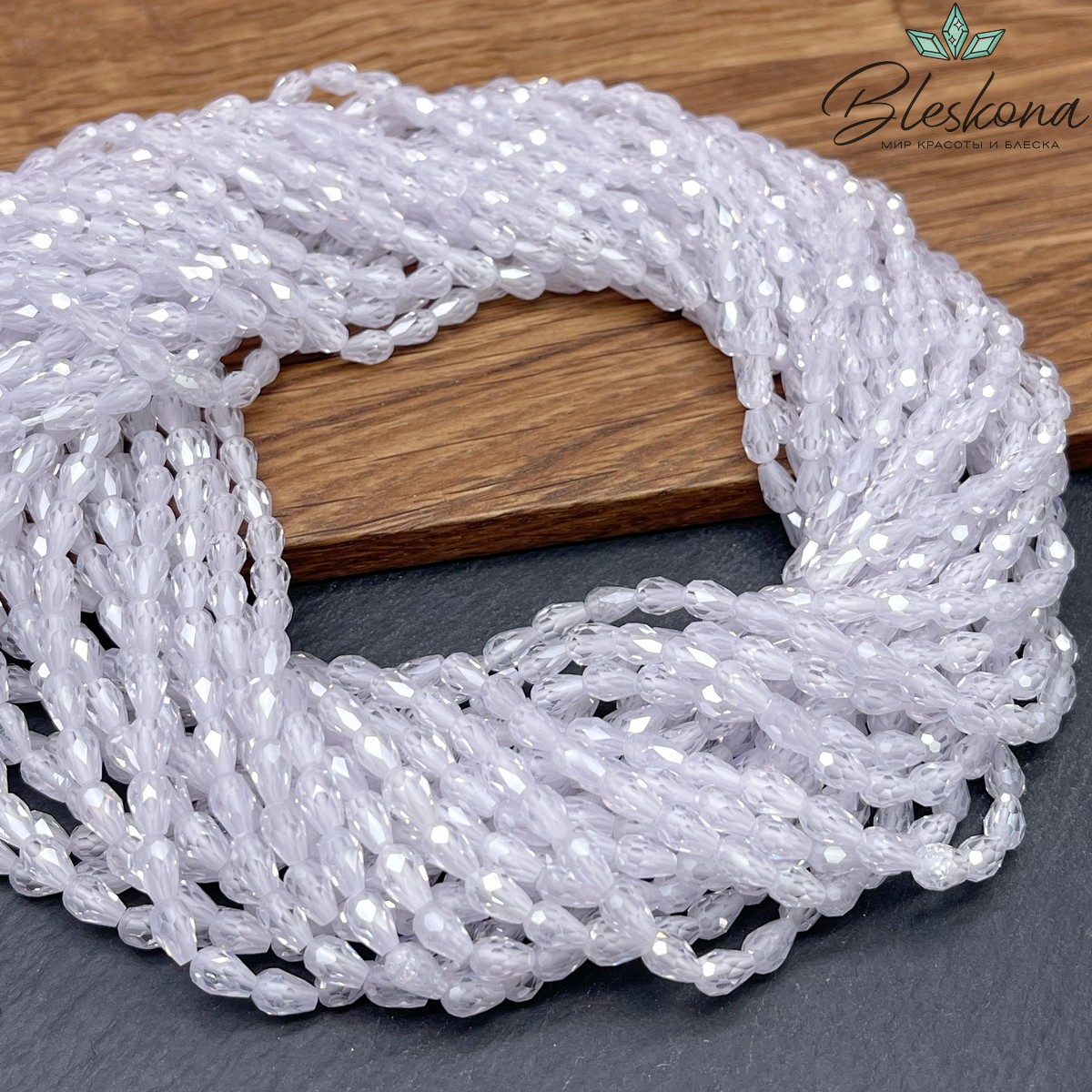 Циркон капля огранка белый 6*4 мм (кубический цирконий, фианит) 